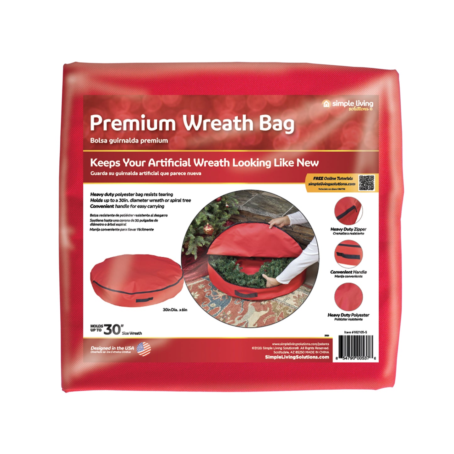Wholesale 12-Pack, Premium 30 Inch Wreath Bag - Style 182105-S