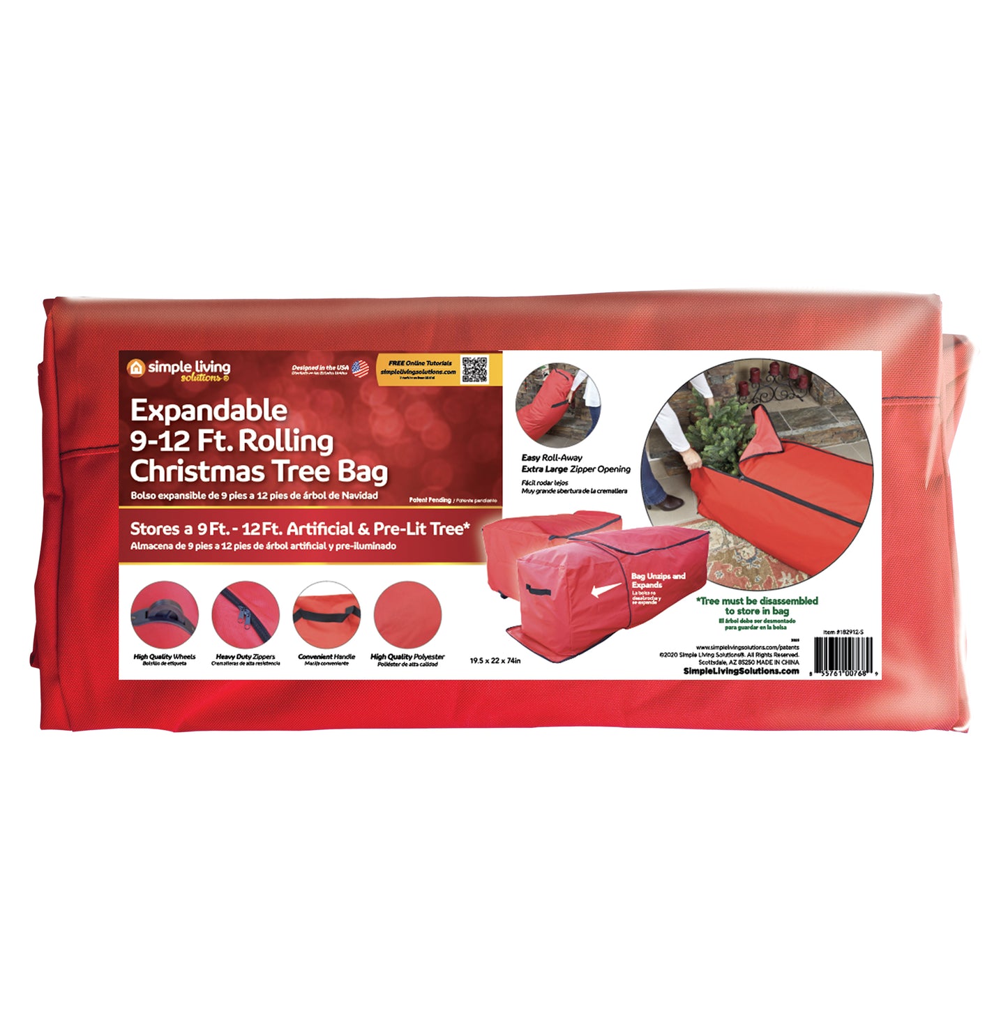9-12Ft. Expandable Rolling Christmas Tree Bag - Style 182912-S