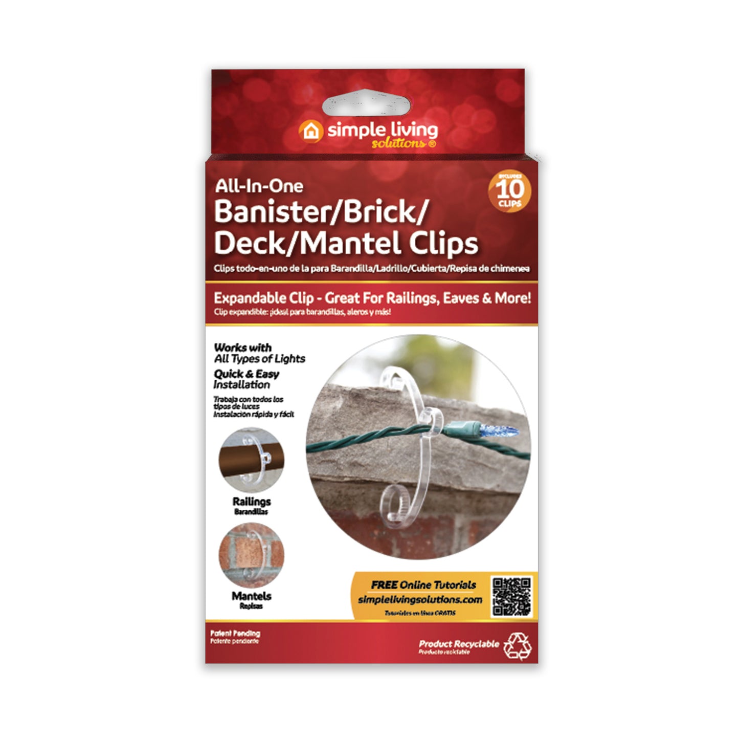10 Ct. All-In-One Banister/Brick/Deck/Mantel Clips- Style 728010