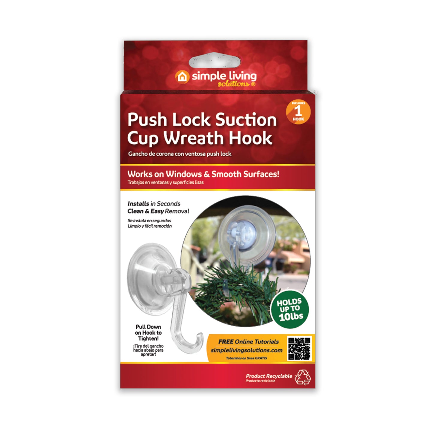 1 Ct. Push Lock Suction Cup Wreath Hook - Style 713510