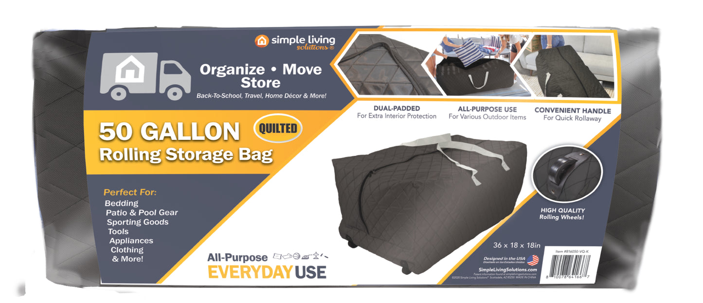 50 Gallon Quilted Rolling Storage Bag - Various Colors