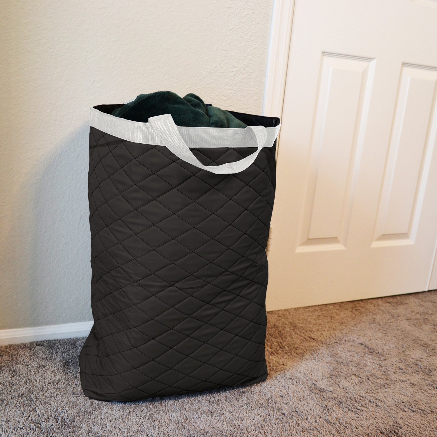 Quilted Standing Laundry Bag Black- Style 816420-VQ-K