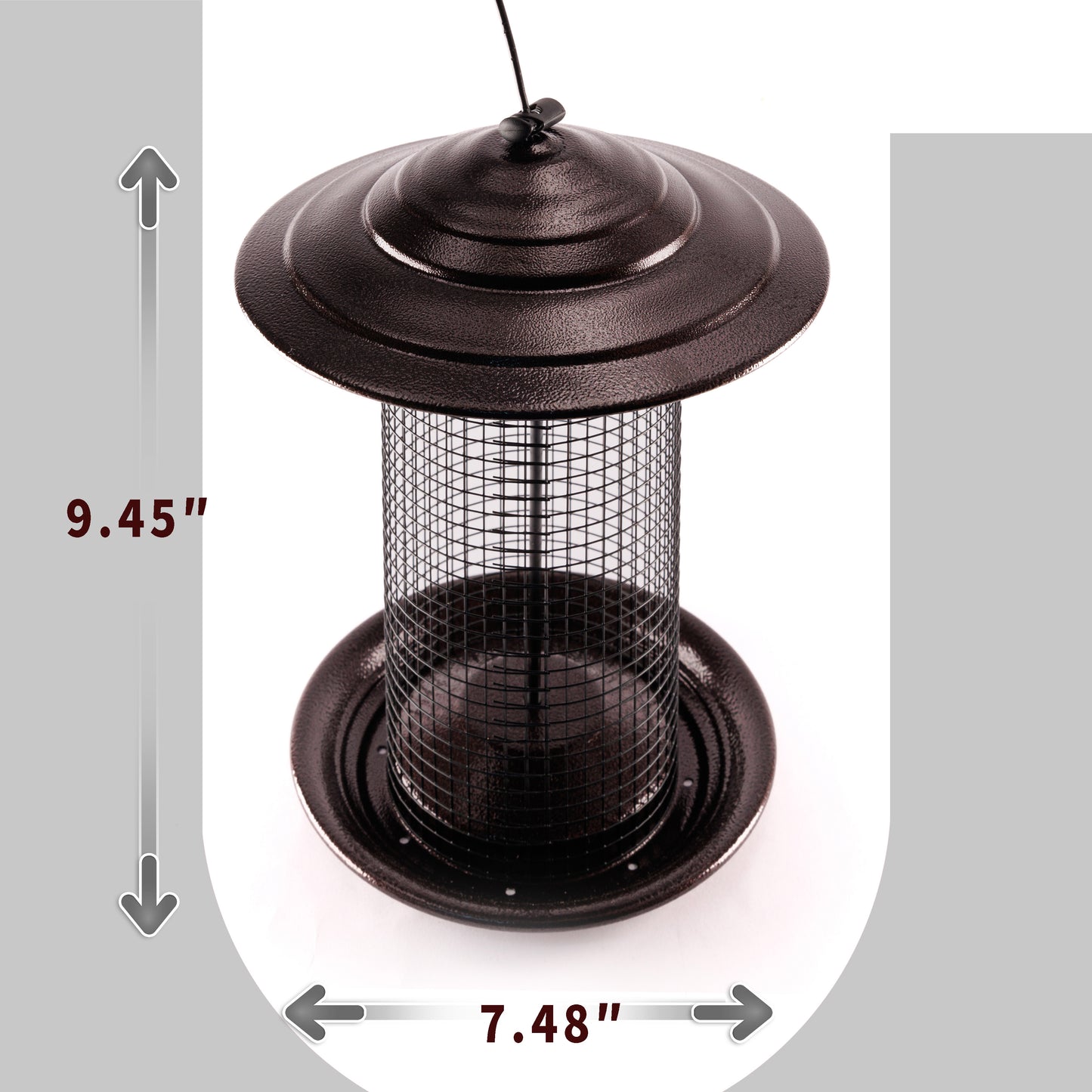 Metal Mesh Bird Feeder, Cylindrical Feeder with Dome Lid, Holds 2.5lb of Seed, Suitable for Multiple Seeds and Birds
