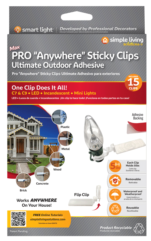 Pro "Anywhere" Sticky Clips- Ultimate Outdoor Adhesive- Various Styles