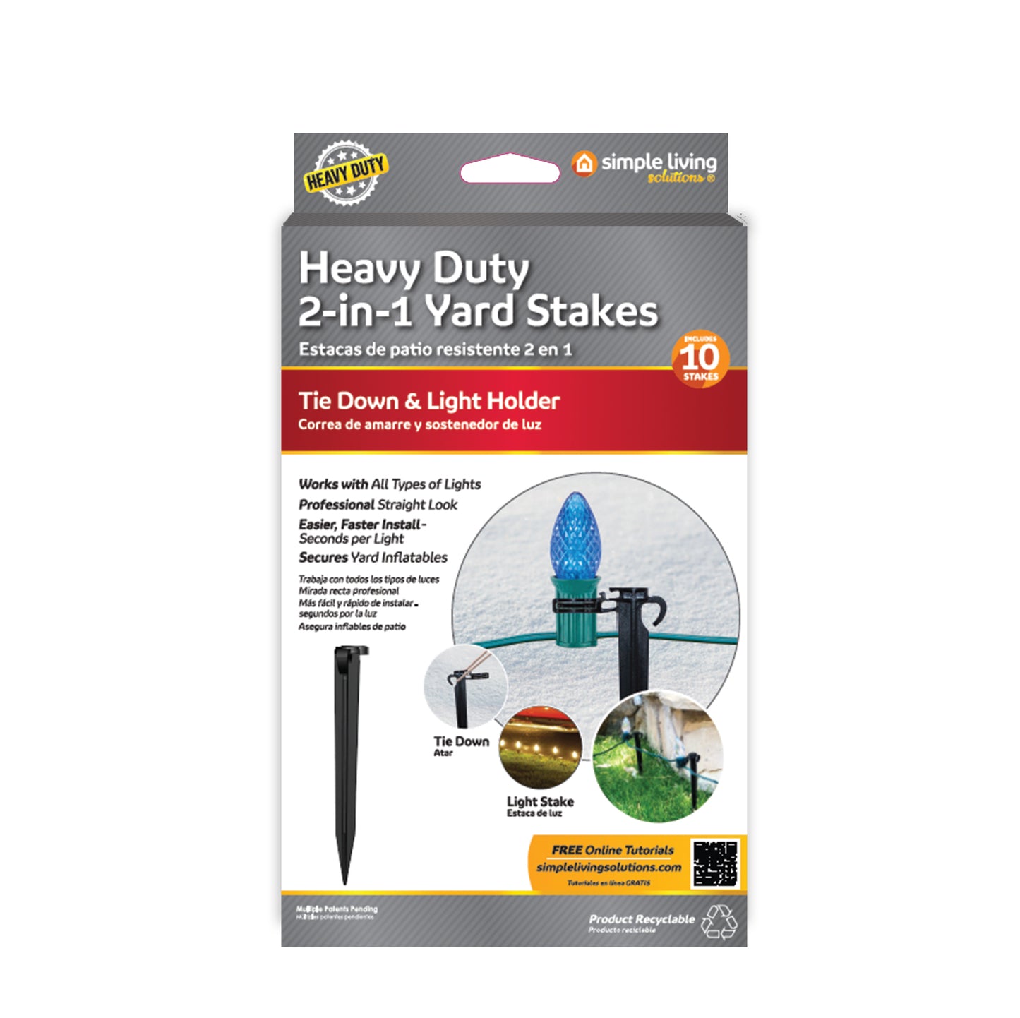 10 Ct. 2-In-1 Heavy Duty Yard Stakes- Style 717110