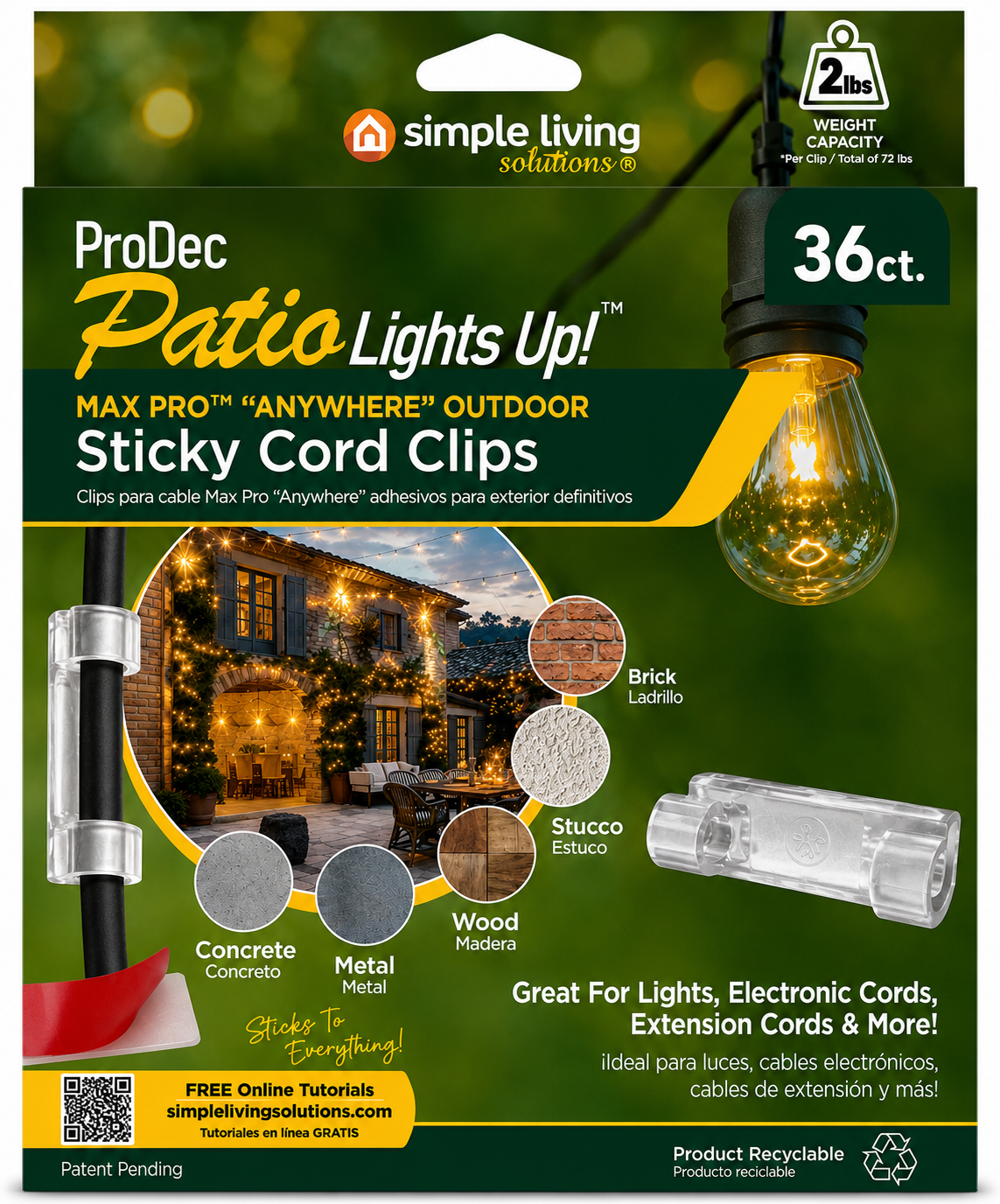 12 Ct. Max Pro™ "Anywhere" Sticky Cord Clips - Style 820012